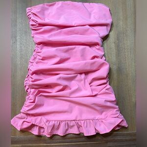 Small pink sleeveless mini ruffle dress